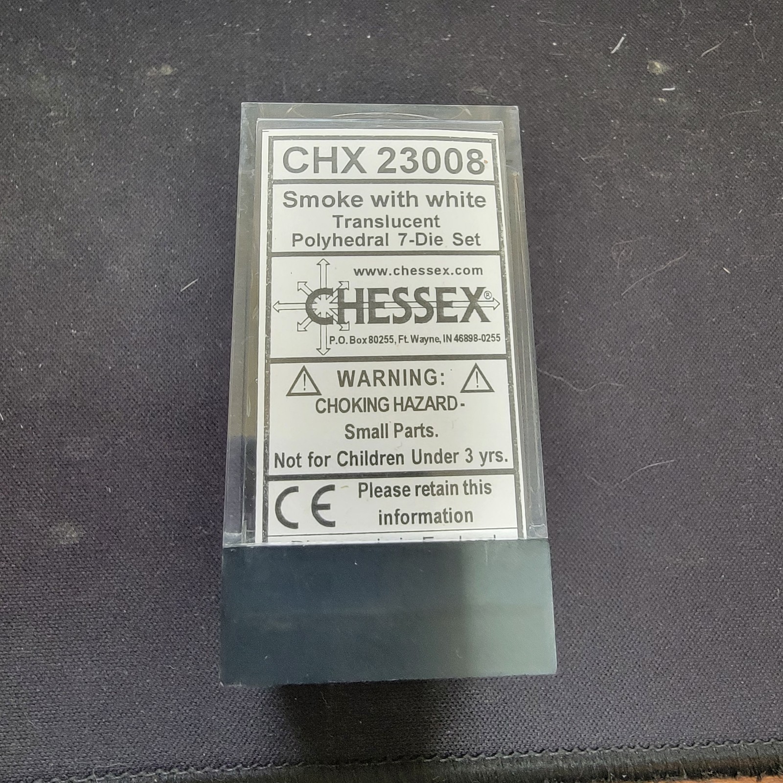 Chessex CHX 23008 Dice Translucent Smoke w White Polyhedral 7-Die Set