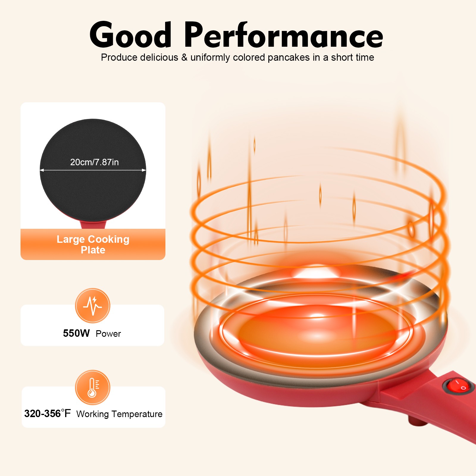 Electric Crepe Maker Baking Pancake Pan Non-Stick Frying Griddle Machine