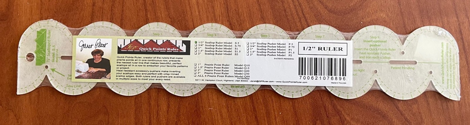 Janet Platt~J.P. Quick Points Scalloped Ruler/Template 1/2"
