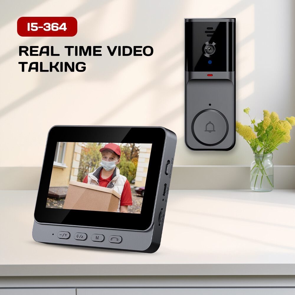 Wireless Intercom Doorbell HD Night Vision 4.3in lPS Screen Visual Camera