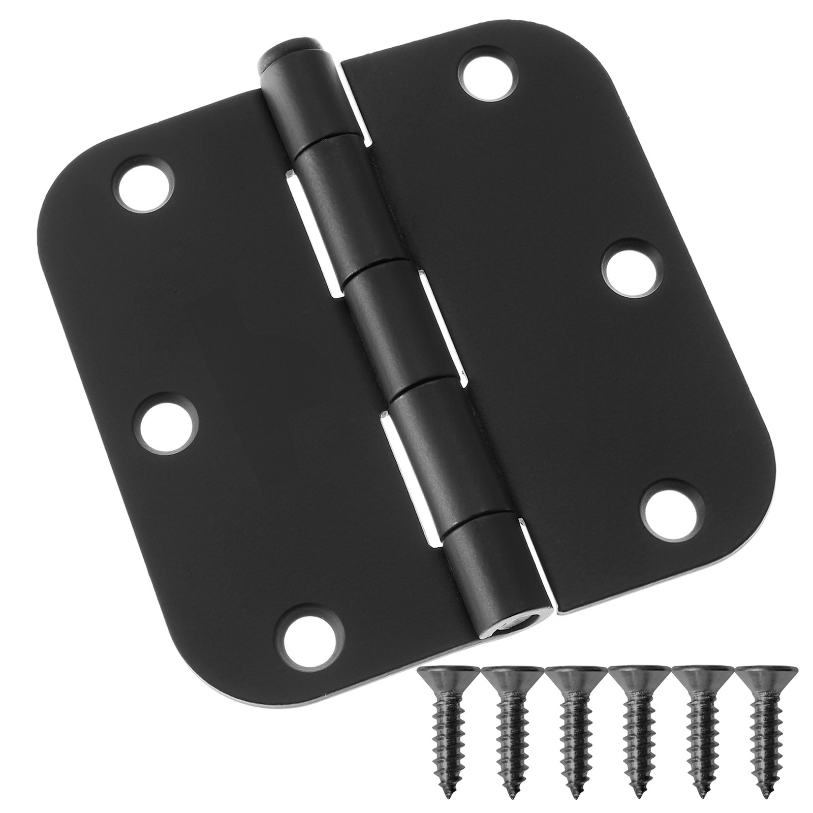 24 Pack Door Hinges 3-1/2" x 3-1/2" w/ 5/8" Radius Corners - Black