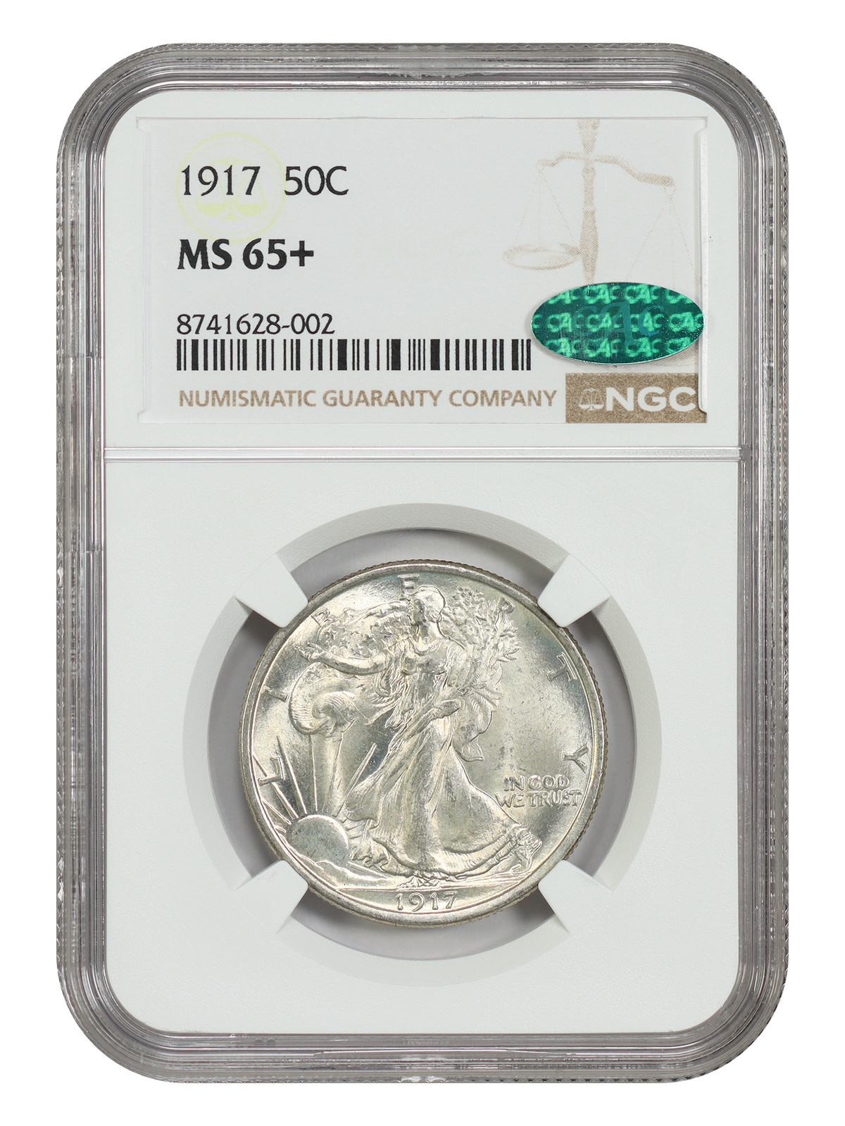 1917 50C NGC/CAC MS65+ - Walking Liberty Half Dollar