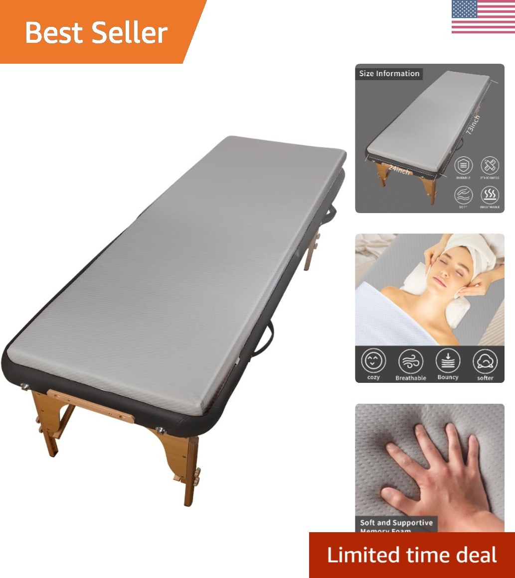 Professional Quality Memory Foam Massage Topper 73x24x2 - Removable & Easy Care
