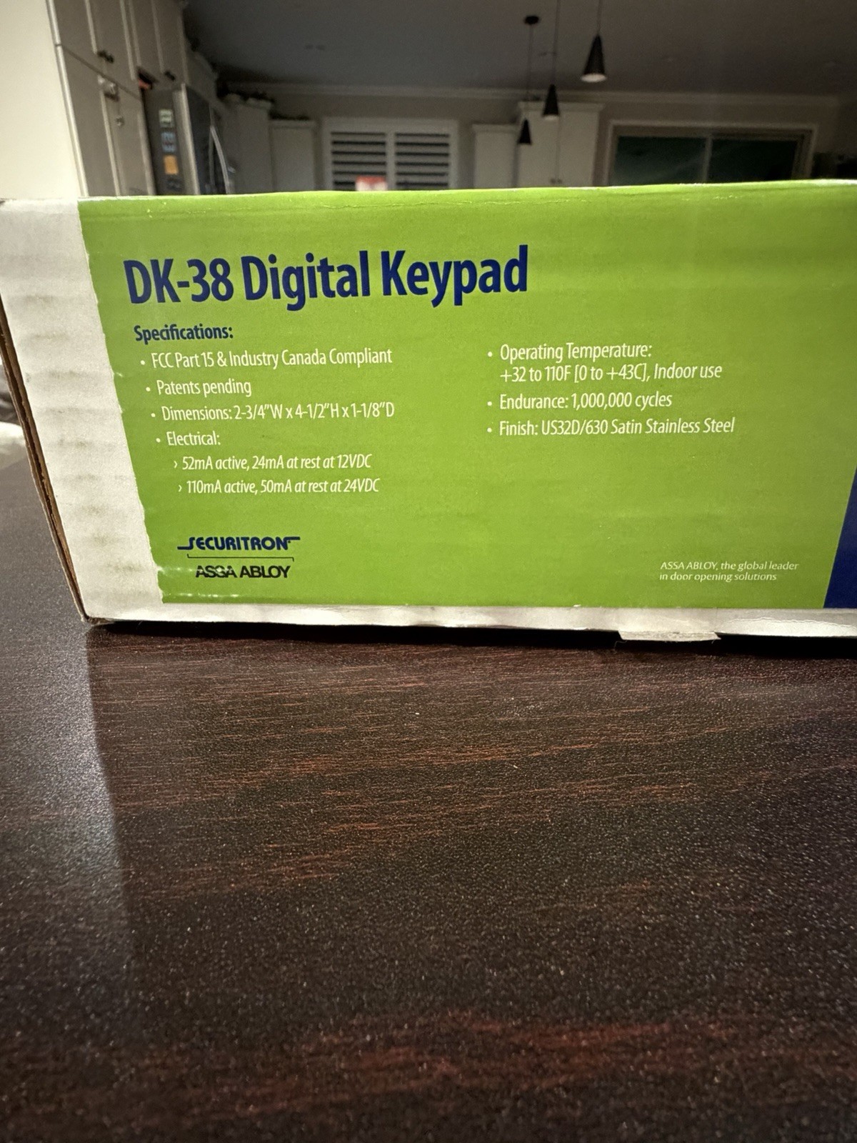 Securitron DK-38 Digital Keypad Flush Mount Satin Stainless Steel Illuminated