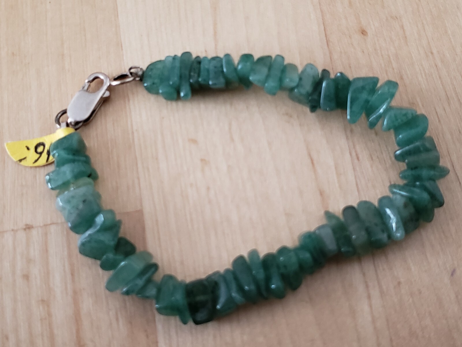 Hand- Made Genuine * AVENTURINE * BRACELET 7.5" Long,7-8mm.Sterling 925 Lock-USA