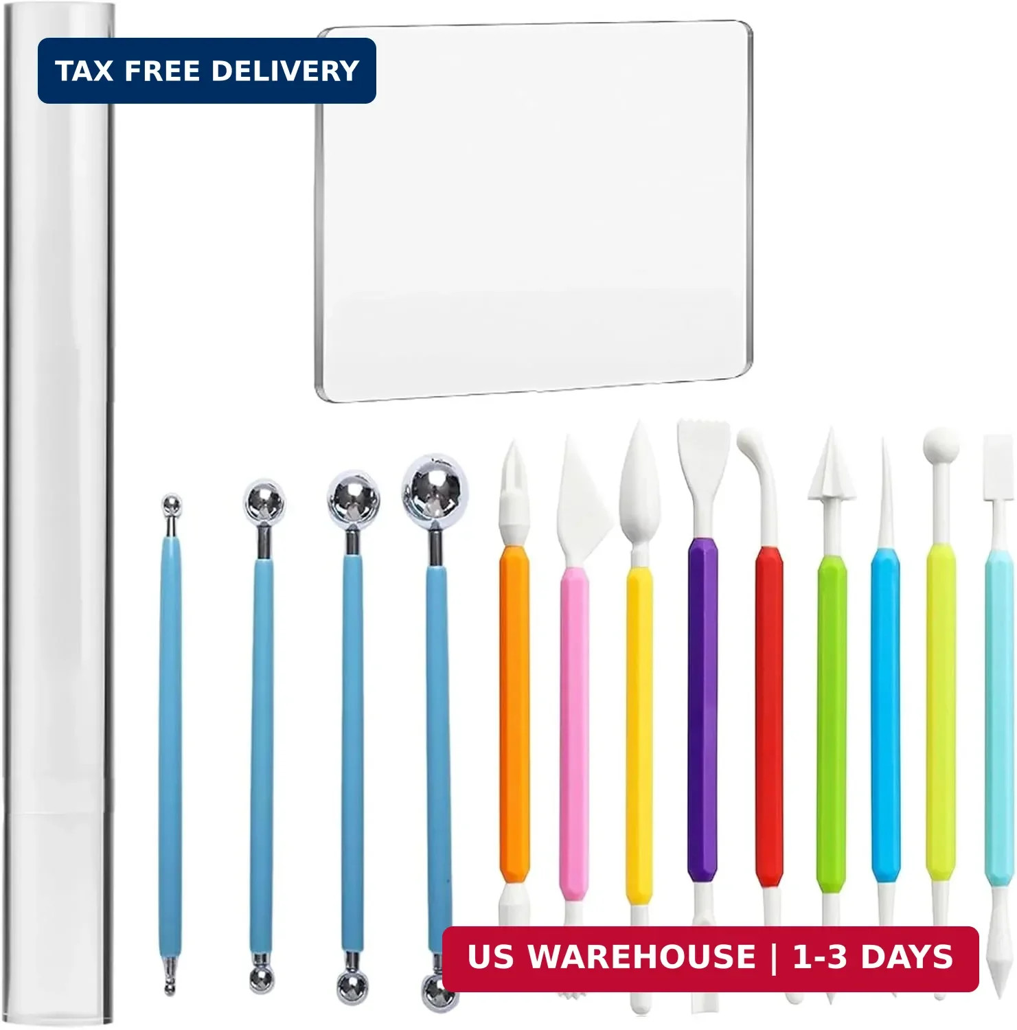 Basic Polymer Clay Tools, Clay Sculpting Tools Acrylic Roller Pin, Clear Rectang