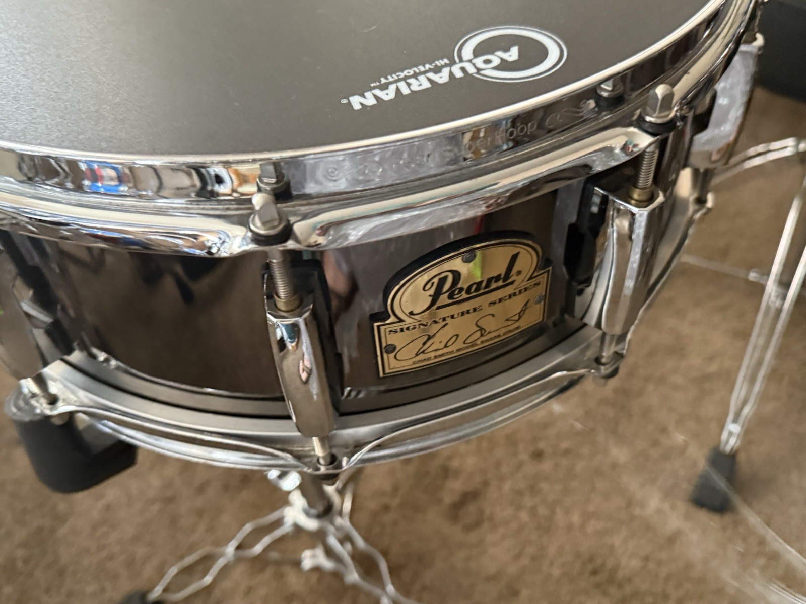 Pearl Chad Smith Signature 14" x 5" Steel Snare Drum translucent rootbeer brown