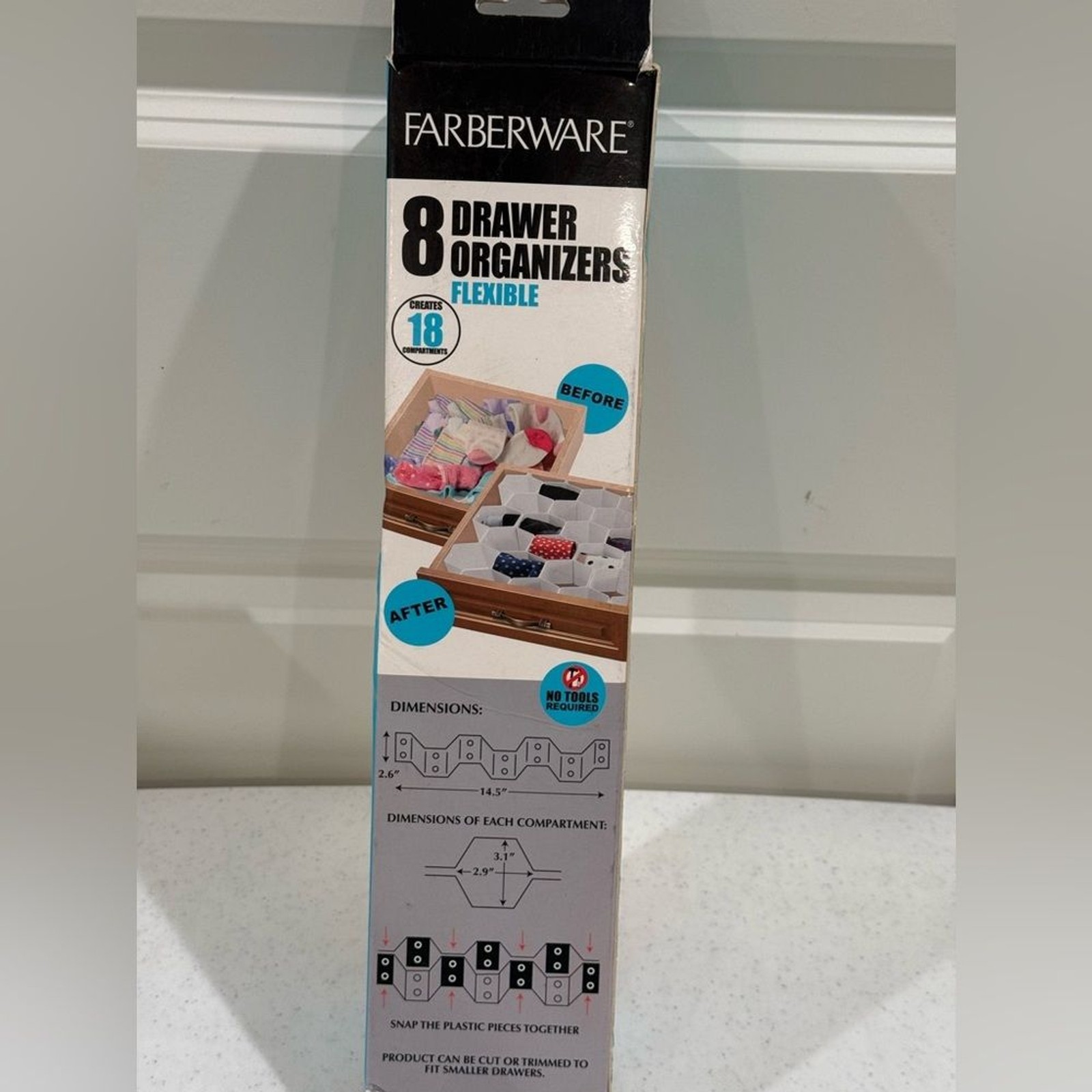 NEW Farberware Flexible 8 Drawer Organizers with 18 Compartments
