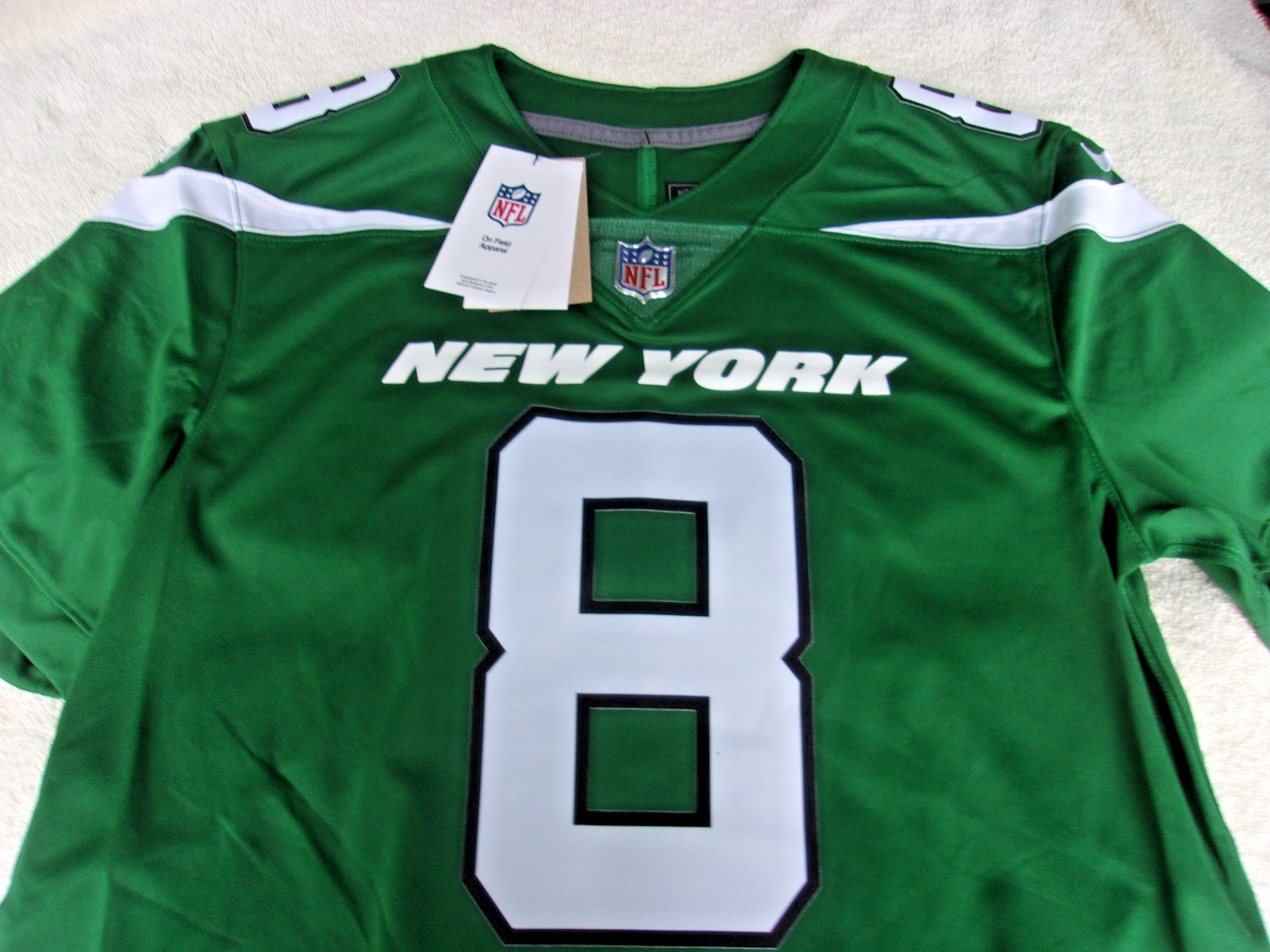 NWT Nike Vapor FUSE NFL green jersey, men's M, L, XL, Rodgers, #8, $175, NY Jets