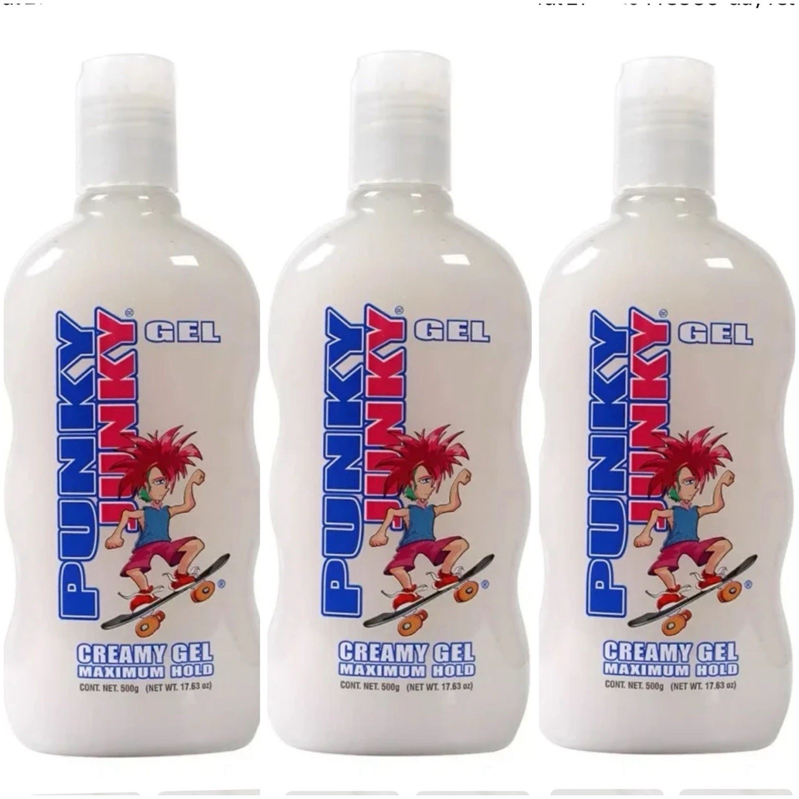 3 PACK Punky Junky Creamy Gel Max Hold Wet Estilo  500g