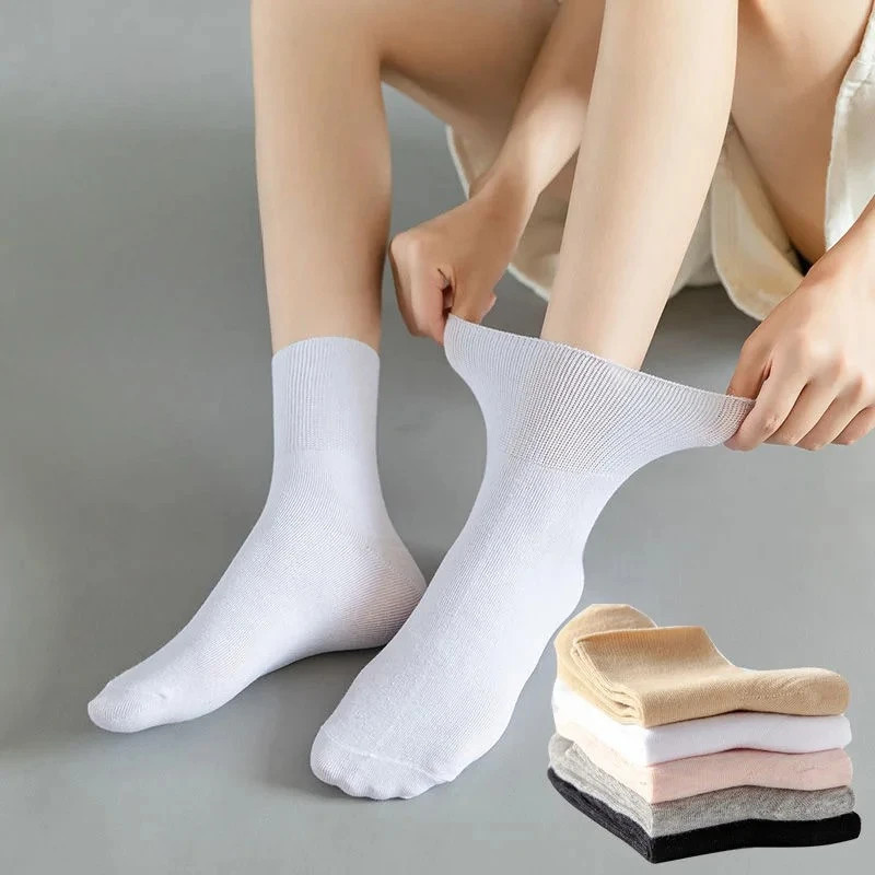 5 Pairs Diabetic Non Binding Socks for Women Pregnant Woman Elderly Long Socks C