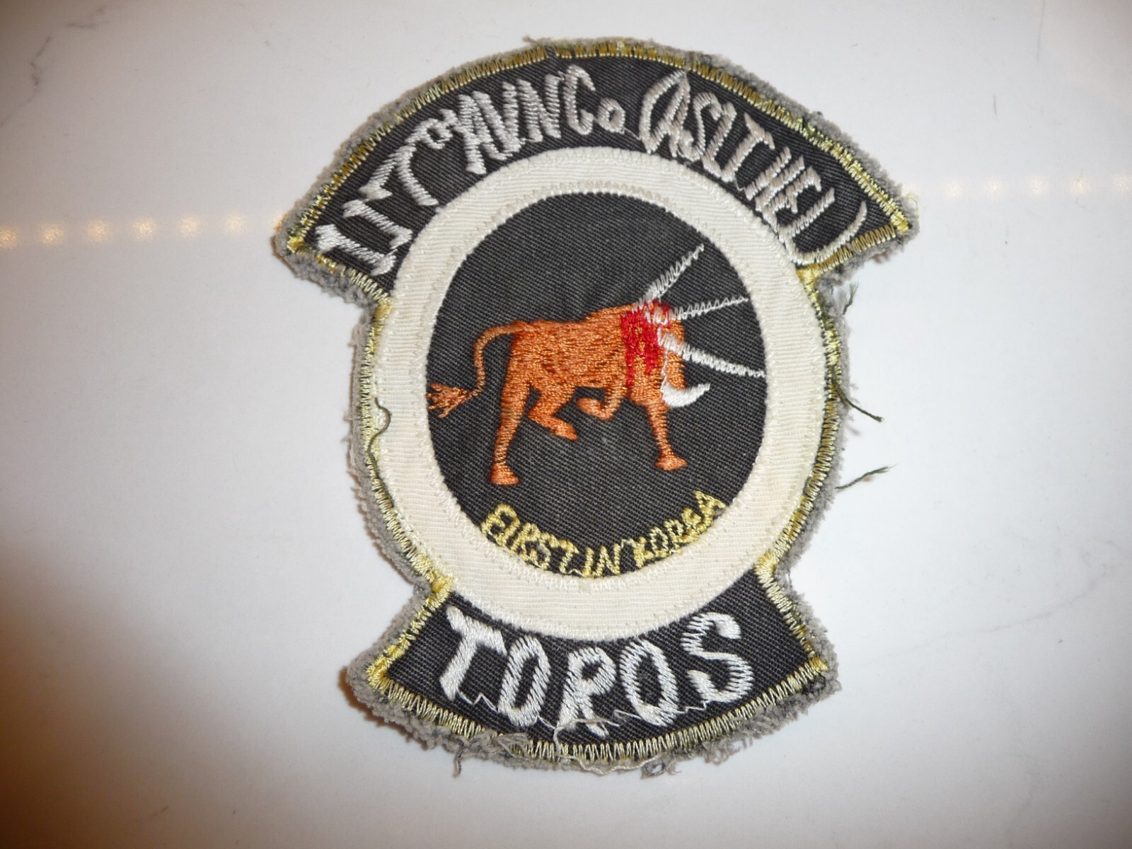 117TH AVN Co (ASLT HEL) TOROS FIRST IN KOREA POCKET PATCH-USED-Free Shipping
