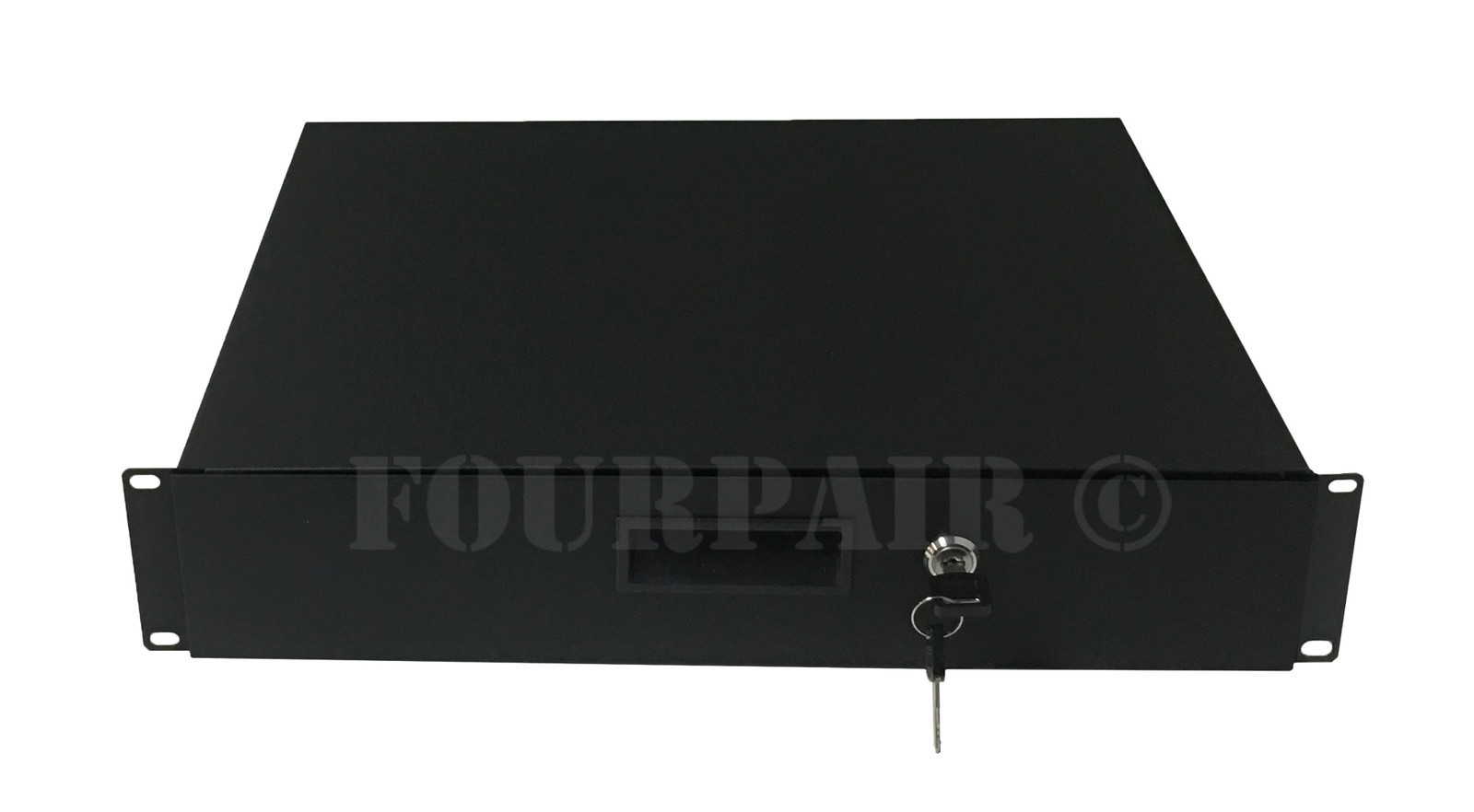 2 Space 2U Heavy-Duty 19" Lock Locking Deep Rack Mount Drawer DJ Rack Road Case