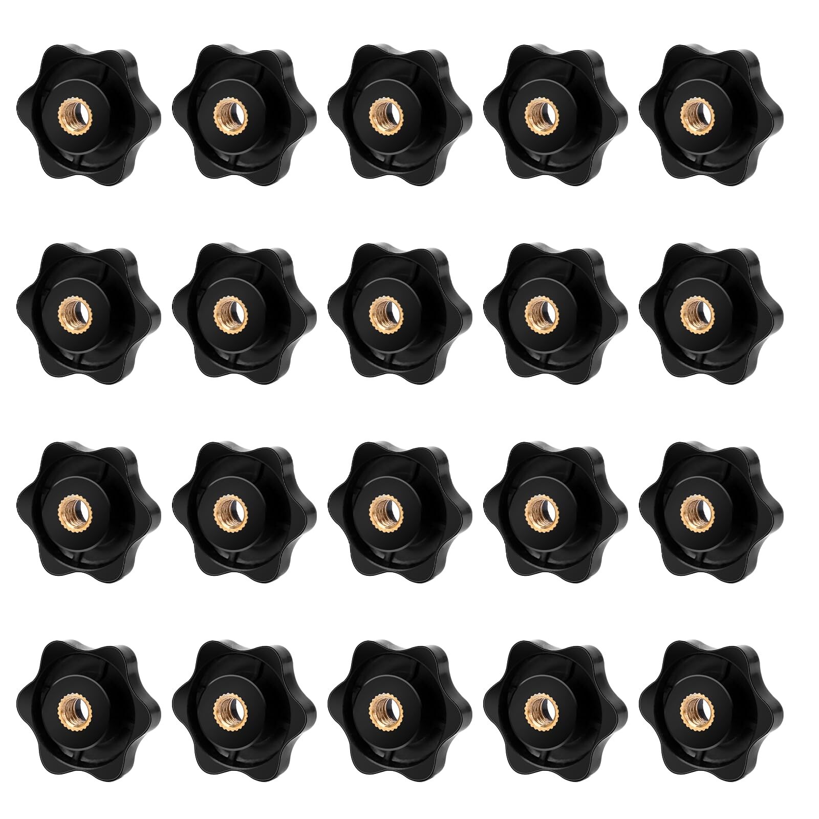 20 Pack 1/4-20 Knob 6 Star Knobs 1/4 Inch 20 Female Threaded Hexagon Head Thr...