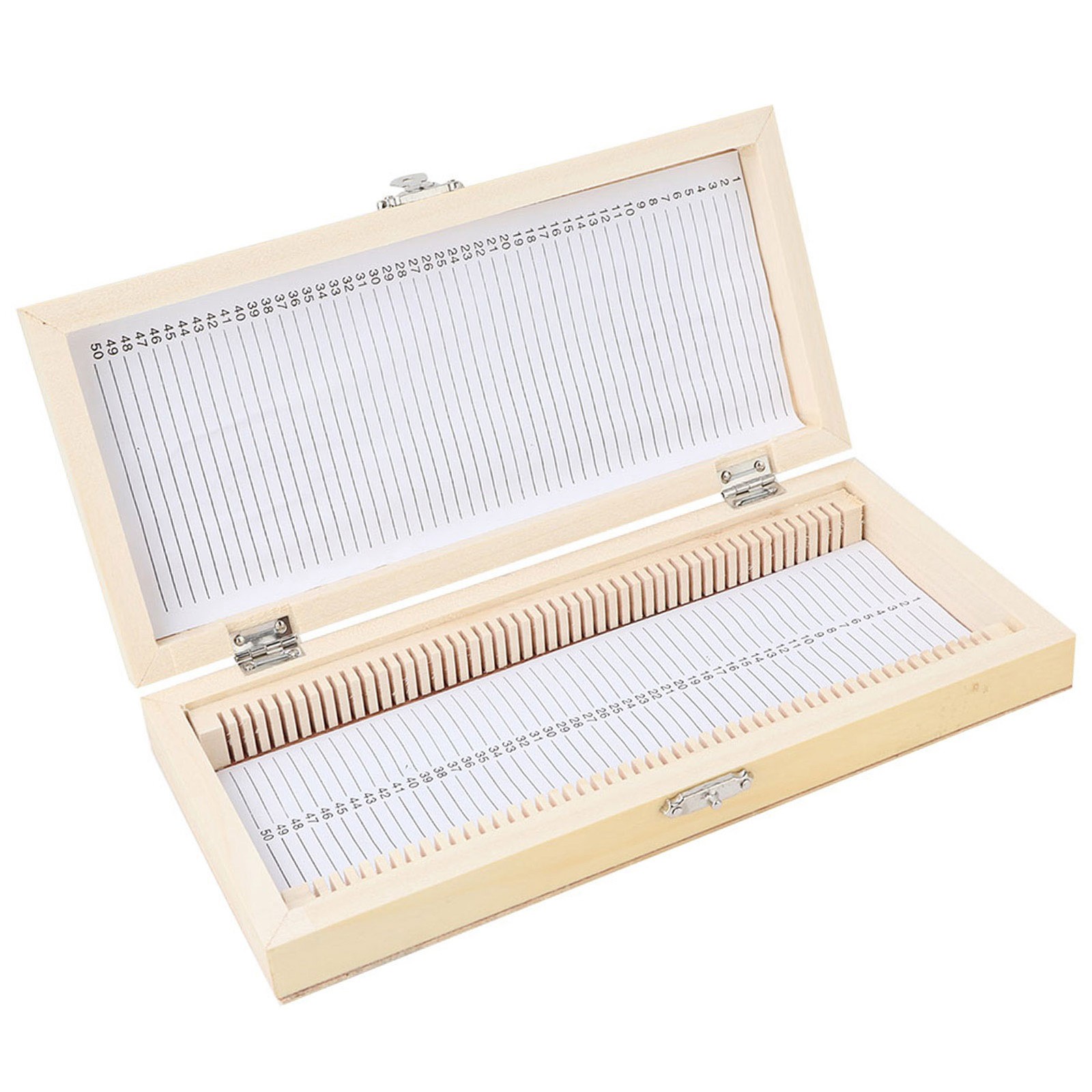 50PCS Biology Glass Prepared Microscope Slides Specimens Wooden Slide Storage