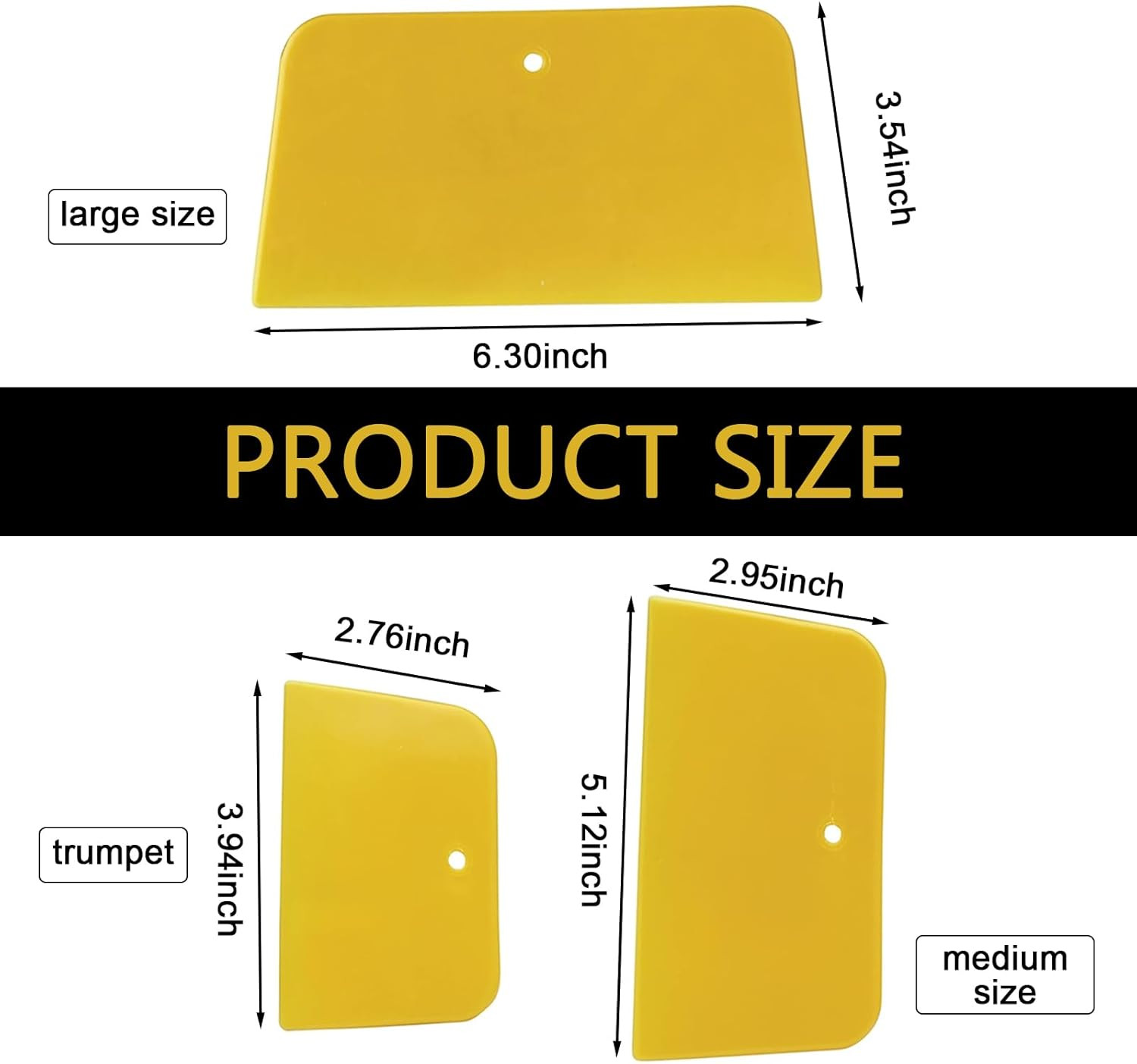 3 PCS Car Scraper, 4" 5" and 6" Multi-Purpose Soft Scratch-Resistant Plastic Scr
