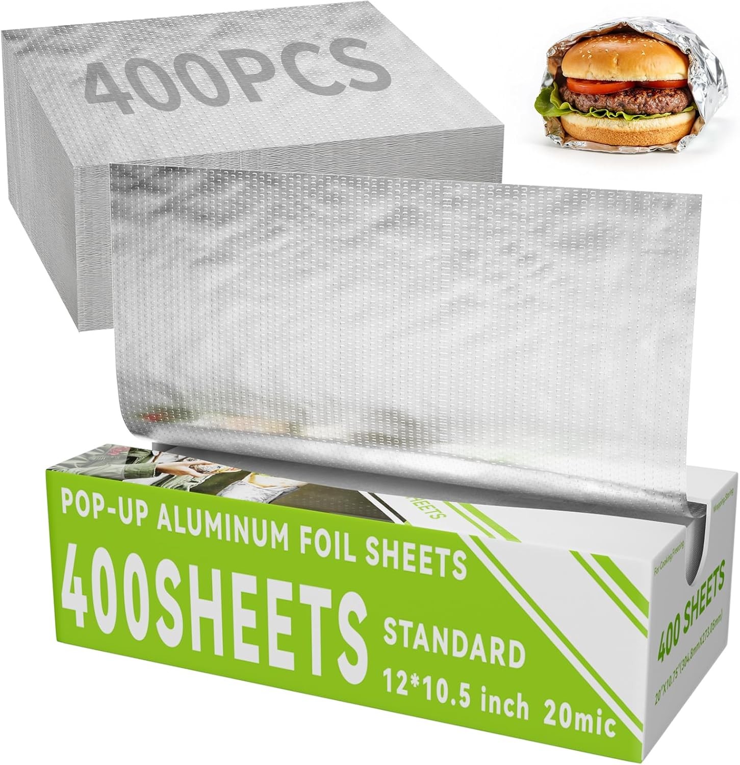 Aluminum Foil Sheets, Tin foil, Pre-Cut -Up Dispenser for Food Wrap,
