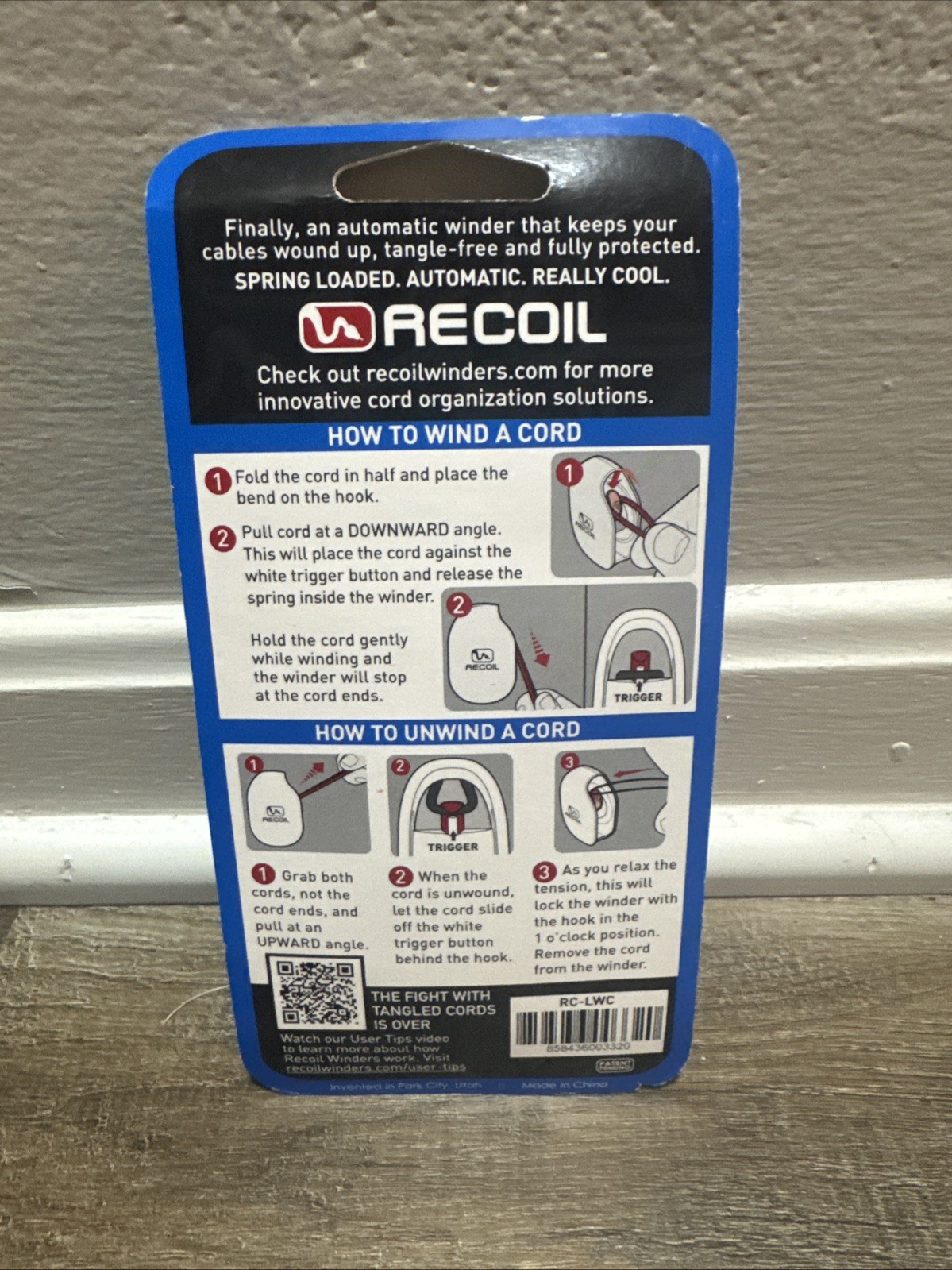 Recoil Automatic Cord Winder - Cord Management System - New, Sealed