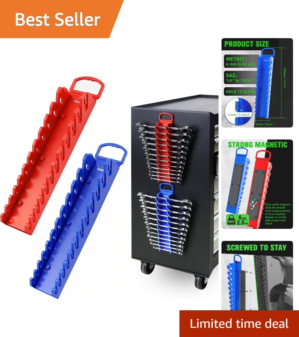 Compact and Portable SWANLAKE Magnetic Wrench Holder - 24 Slots for All Wrenches