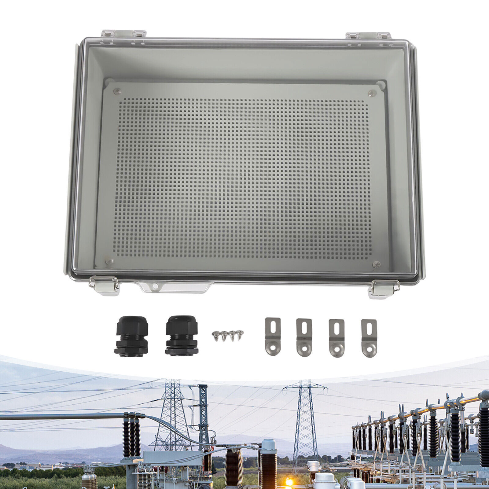 Stainless Steel Wall Mount Hinged Cover Latch Junction Box w/Clear Enclosure
