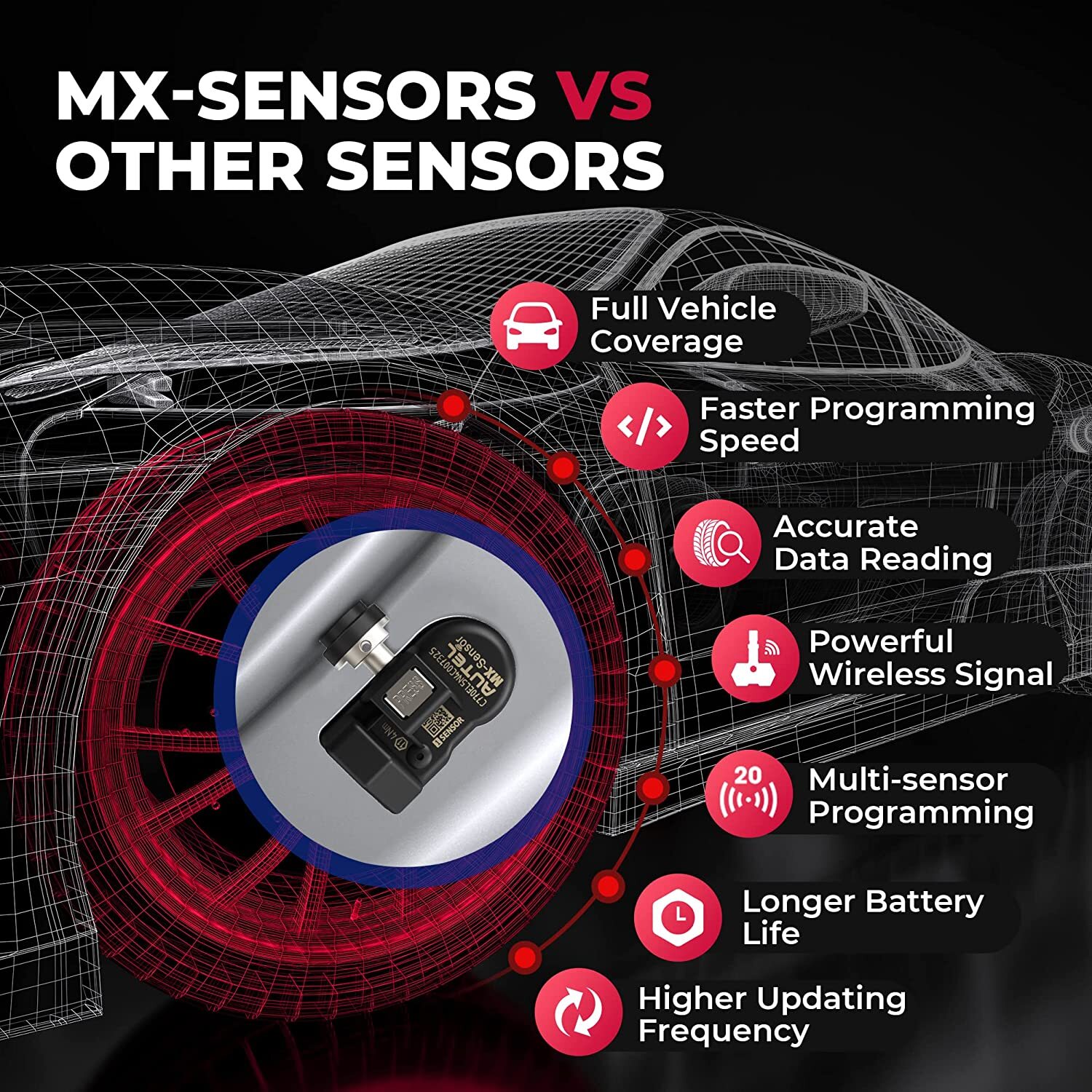 Autel MX-Sensor 315&433MHz Programmable TPMS Universal Tire pressure Sensor 1PC