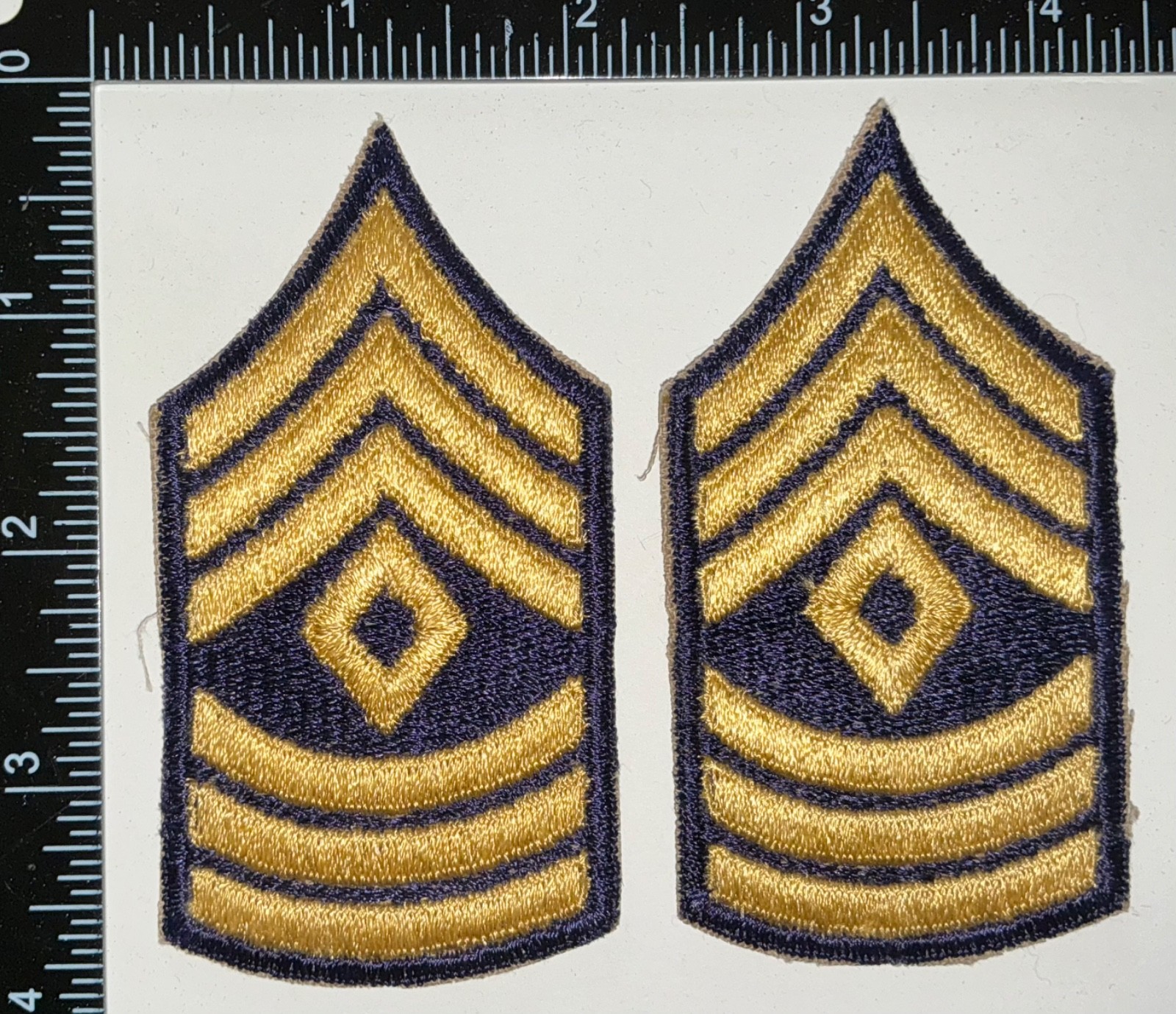 Post WWII Korean War SMALL SIZE 1st First Sergeant SGT CHEVRONS PAIR Patches