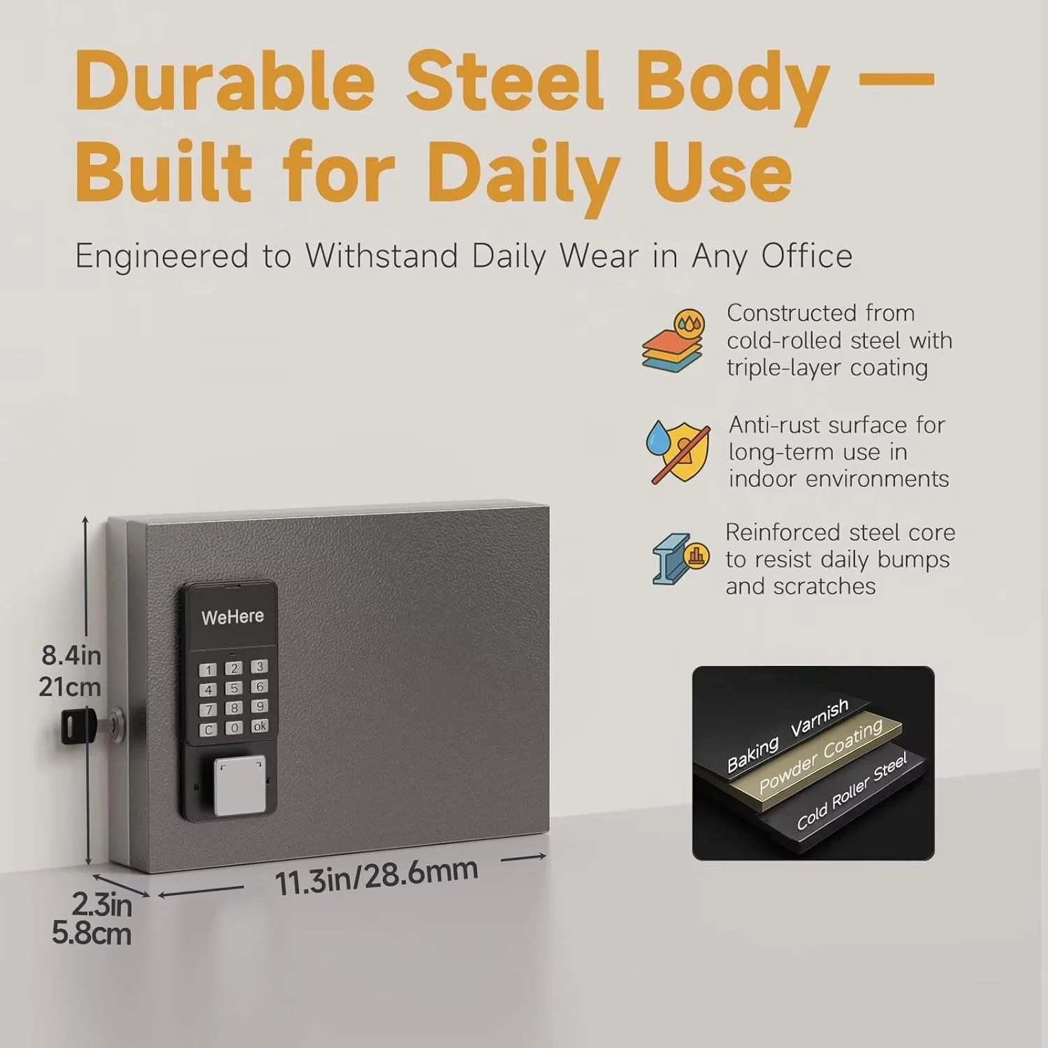 16 Key Lock Box Wall Mount, Smart Key Cabinet, use One Time Password,Fixed Code,