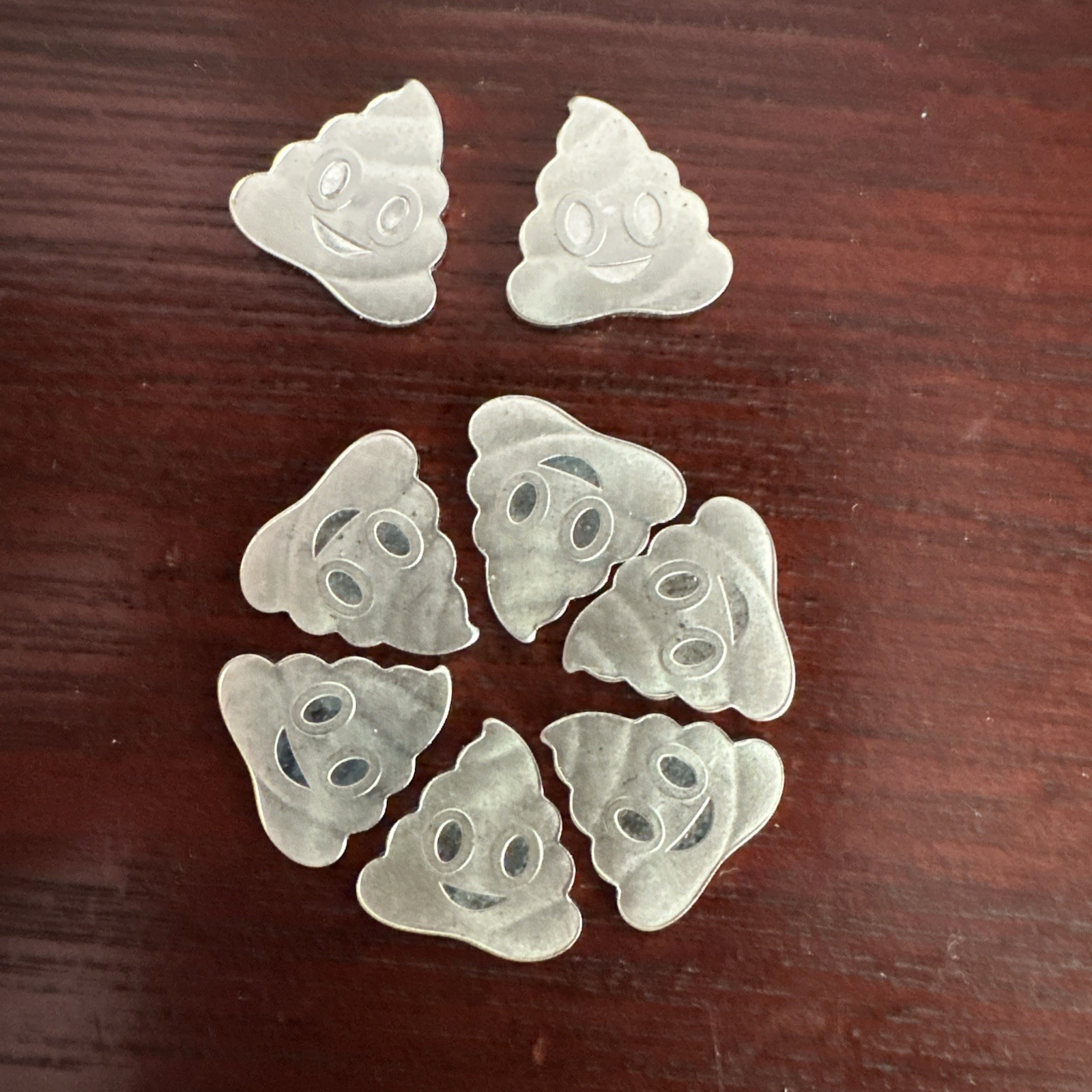 Poop 💩 Emoji - 1 Gram .999 Fine Silver Bullion Mini Art  Bar Round Lot Of 8