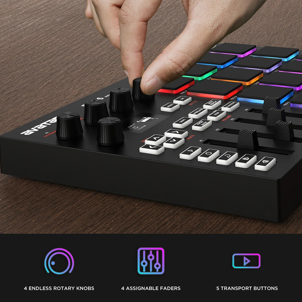 MIDI Pad Controller Beat Maker Machine With Bluetooth 16 RGB Sensitive Beat Pads