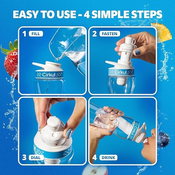 Cirkul Water Bottle Starter Bundle (4x) 22oz + 8 Flavor Cartridges - EXP 11/26
