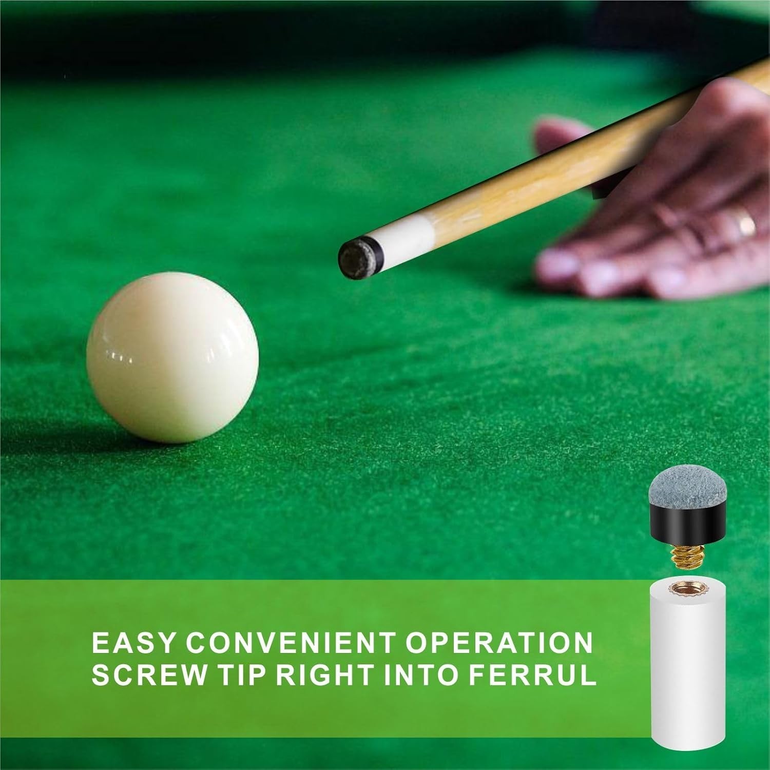10 Sets Billiard Cues Tips Replacement with White Pool Cue Stick Ferrules