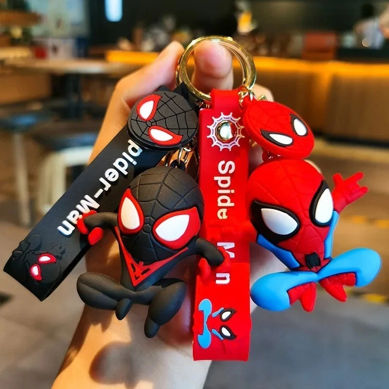 Spider-Man Keychain Silicone Superhero Keyring Marvel Backpack Car Key Holder