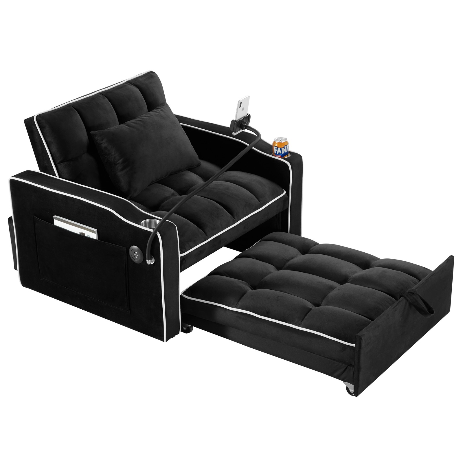 Convertible Sleeper Chair Sofa Bed Adjustable Pull Out Sleeper Chair Bed Multi-P