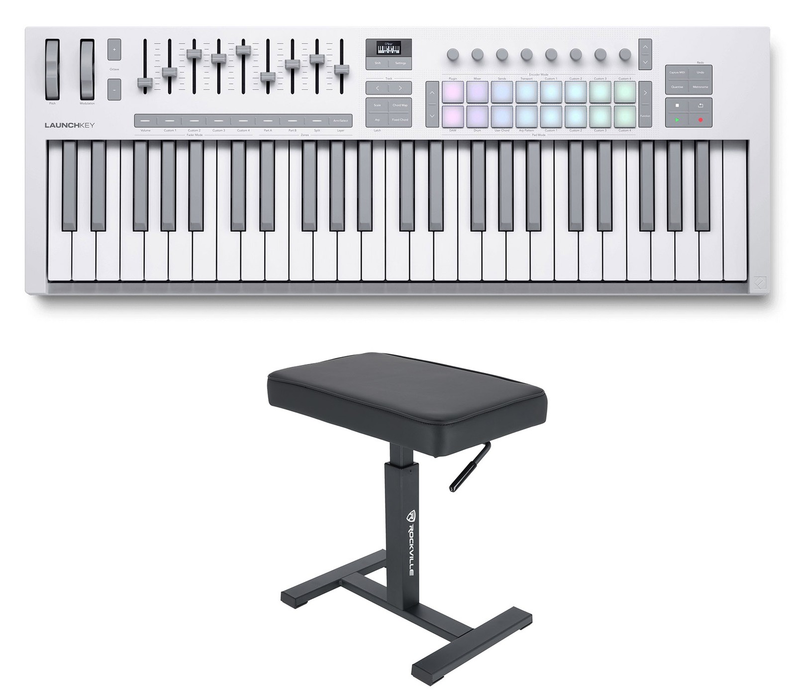 Novation LAUNCHKEY 49 MK4 White 49-Key USB MIDI Keyboard Controller+Air Bench