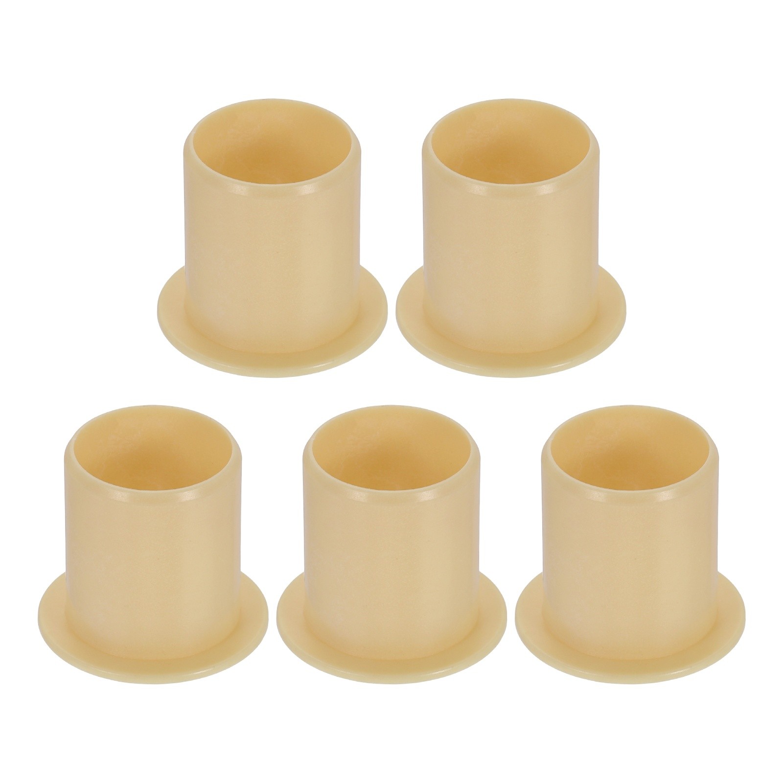 5Pcs Flanged Sleeve Bearing, ID 15mm x OD 17mm x Length 20mm POM Bushing, Yellow