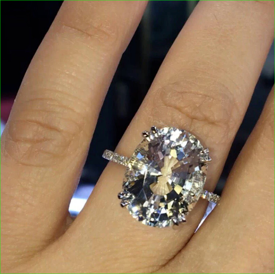 4Ct Lab Created Oval Diamond Solitaire Engagement Ring 14K White Gold Over