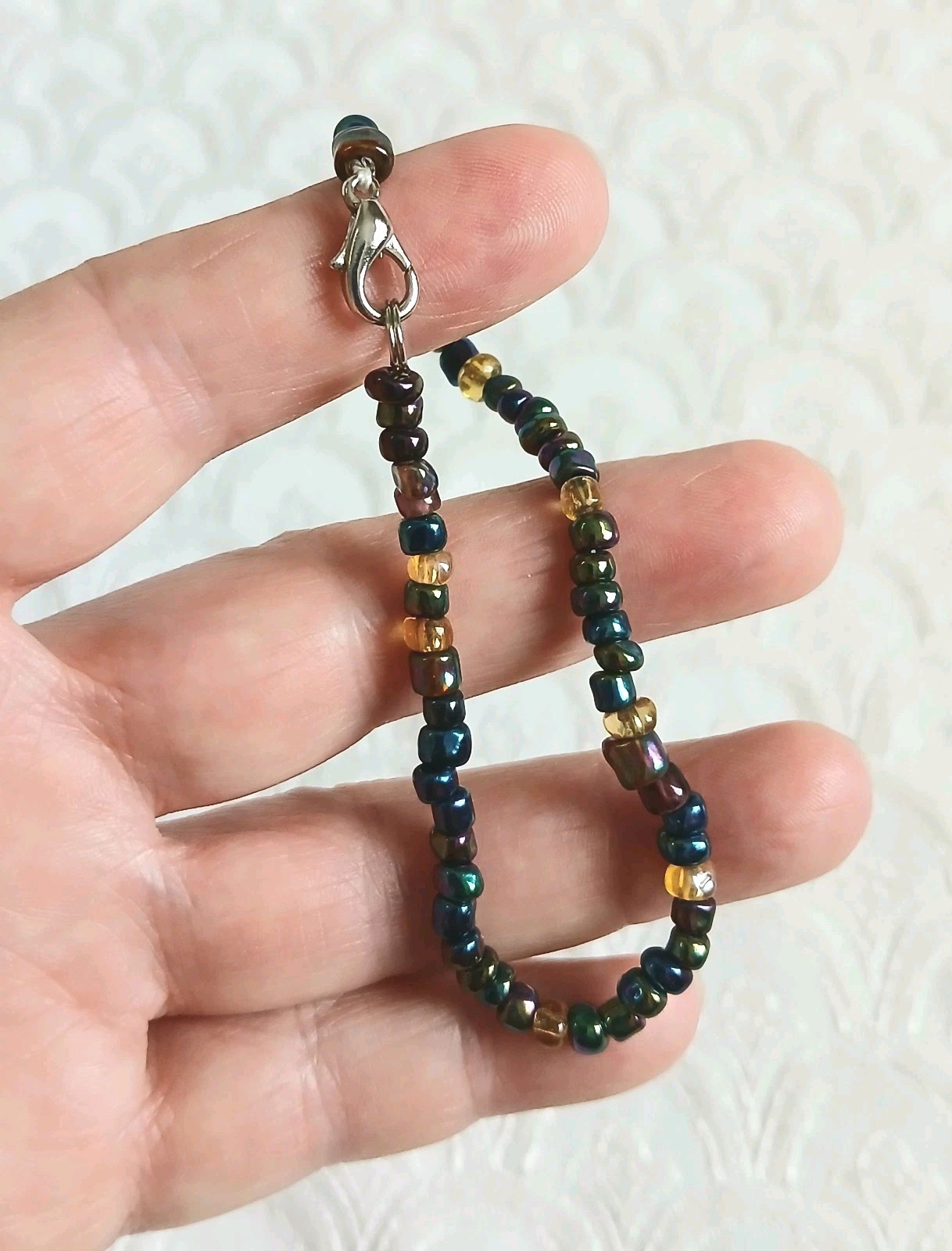 Small Handcrafted Multicolored Bead Bracelet Lobster Closure 7" Super Cute
