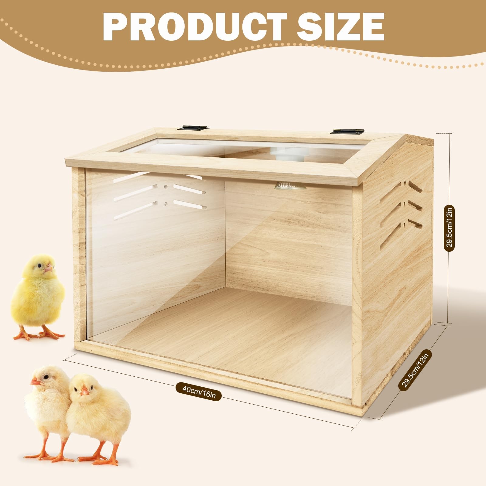 Chicken Brooder Box for Chicks & Quail with 3 Absorbent Box, Beige