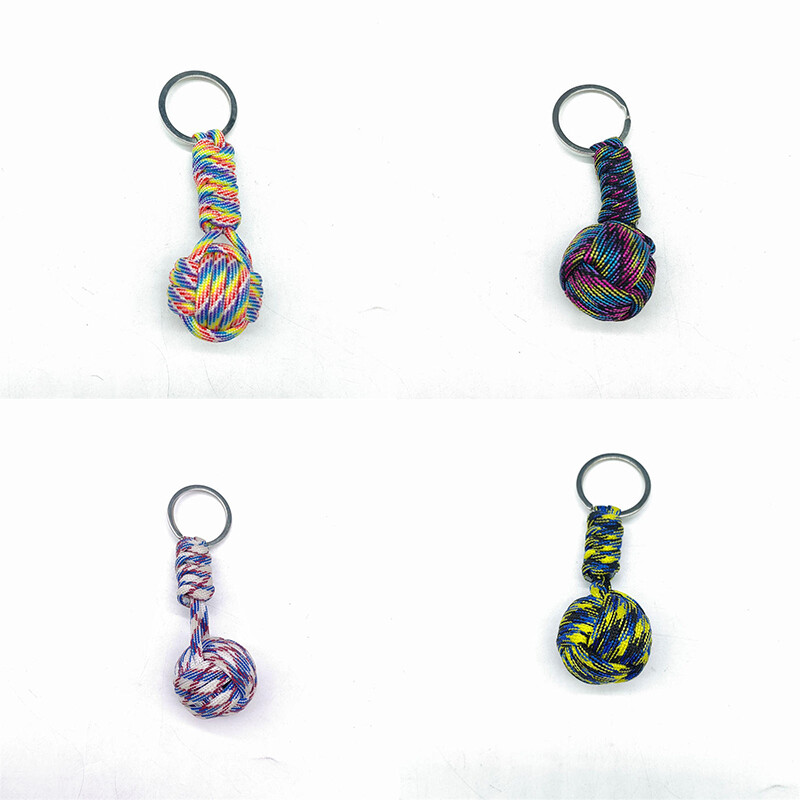 Outdoor Survival Key Chain Snake Knot Ball Cord Woven Monkey Fist Glass Ball