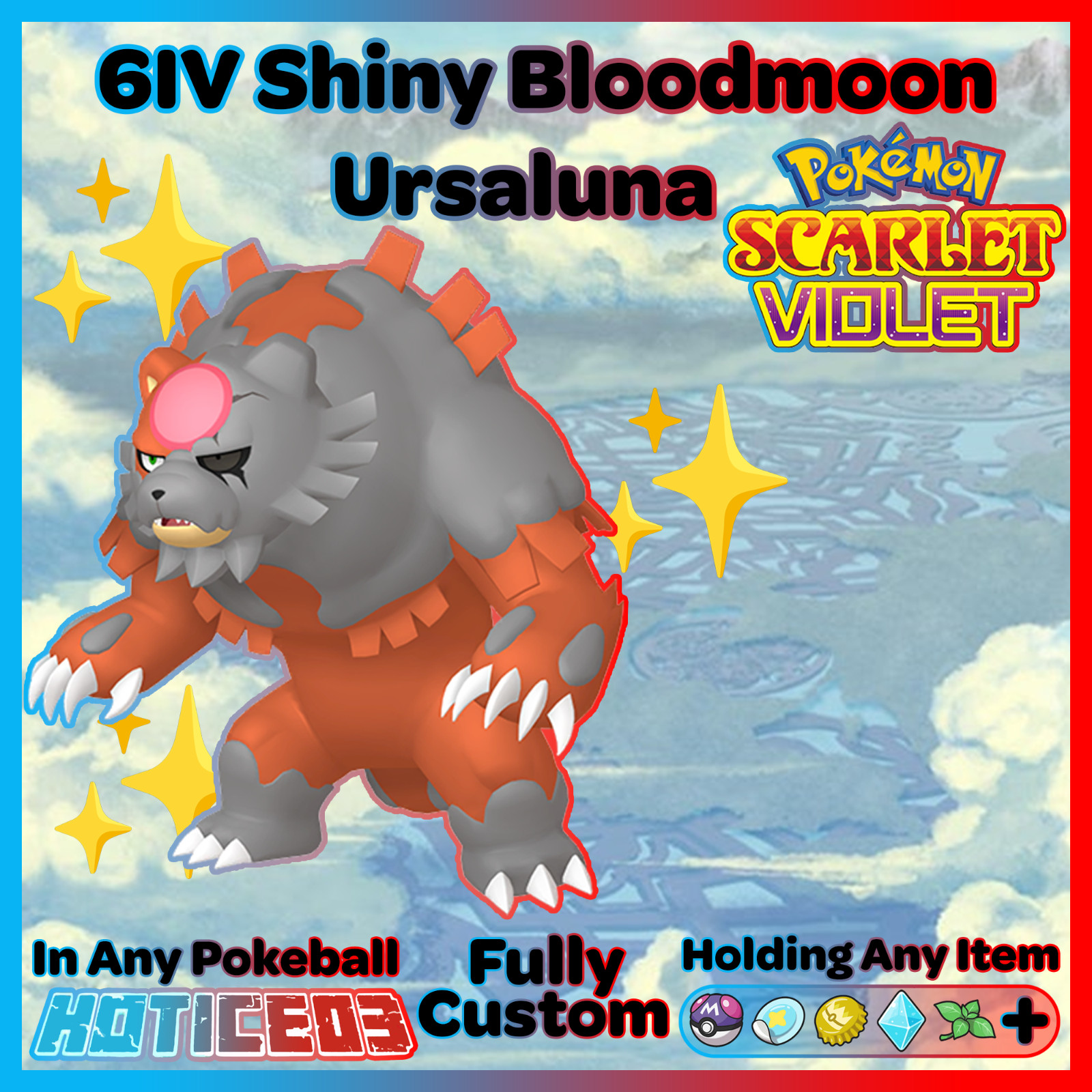 ✨ Shiny Ursaluna Bloodmoon Form 6IV ✨ Pokemon Scarlet & Violet 🚀 Fast 🚀