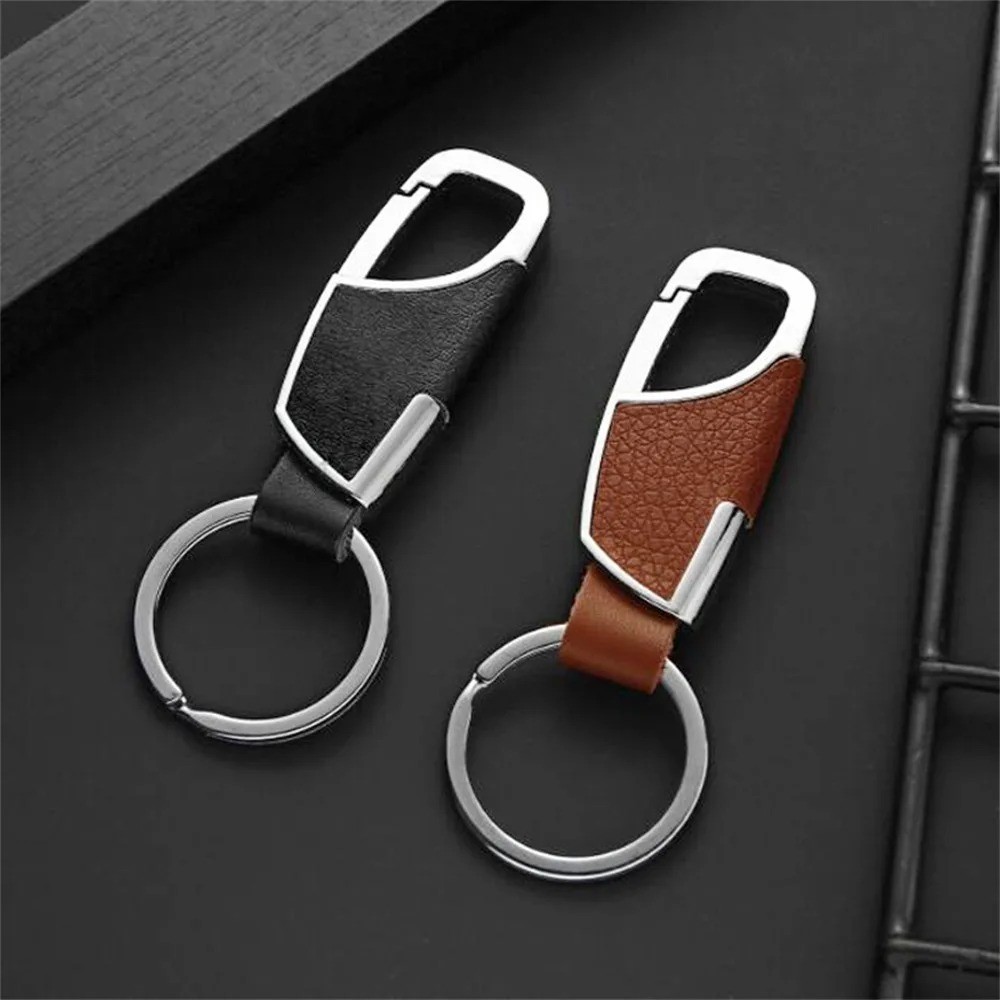Leather Keychain Metal Waist Key Ring Creative Fashion Gift for Men & Women