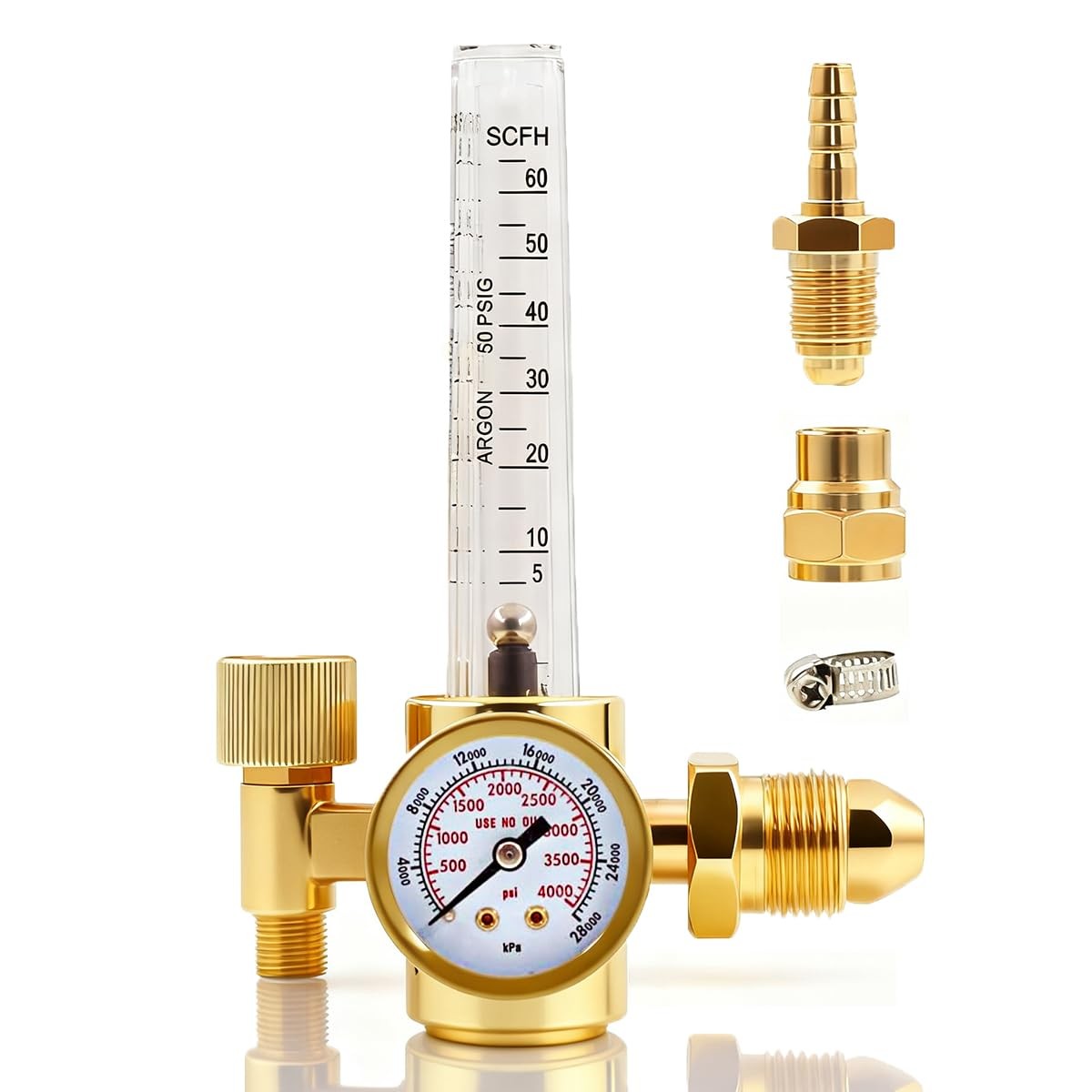 Argon CO2 MIG TIG Flow Meter Gas Regulator Gauge for Welding 0-60CFH...