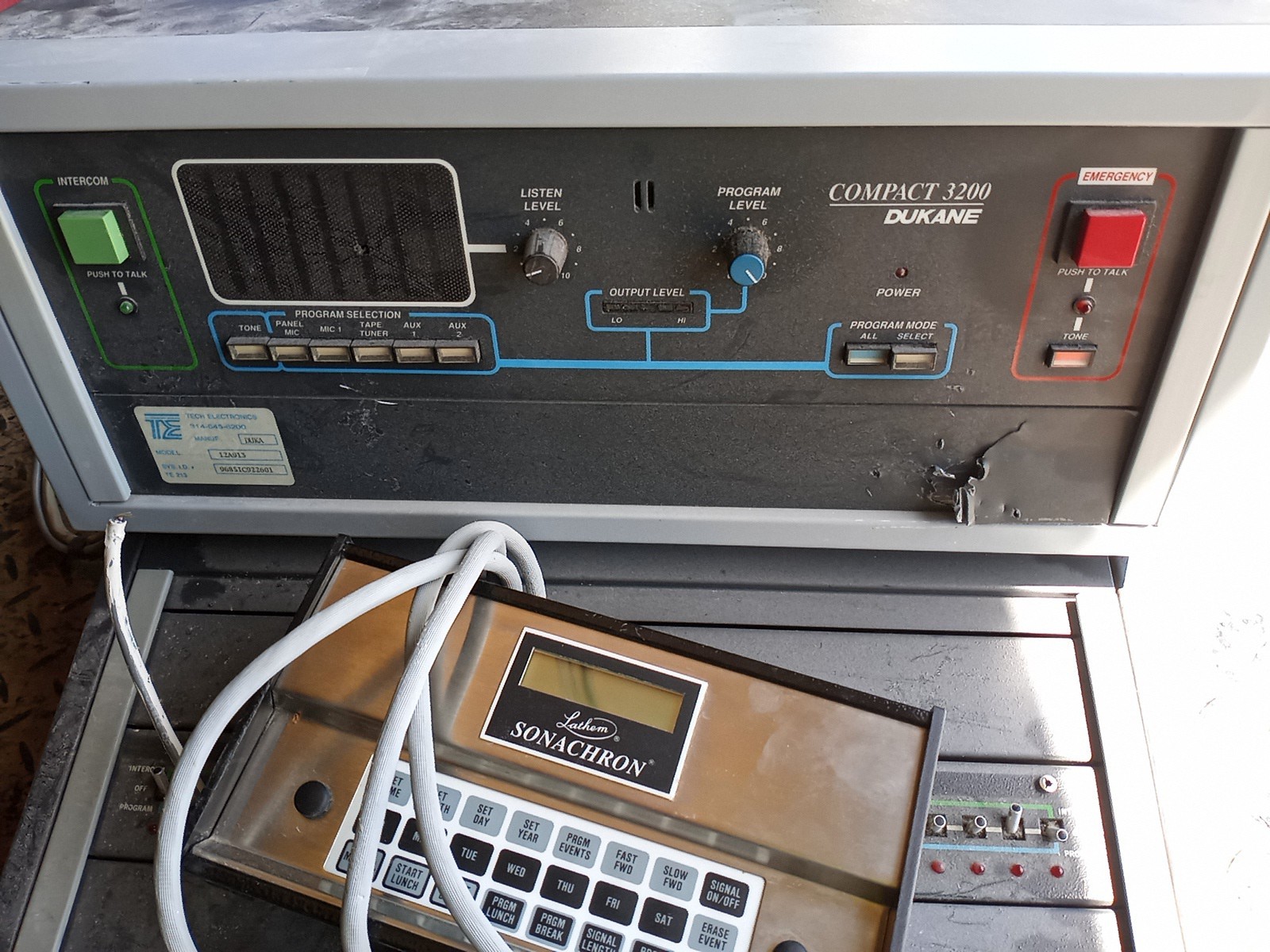Dukane Compact 3200 Model 12A913 School Intercom System W/ Lathem Sonachron...