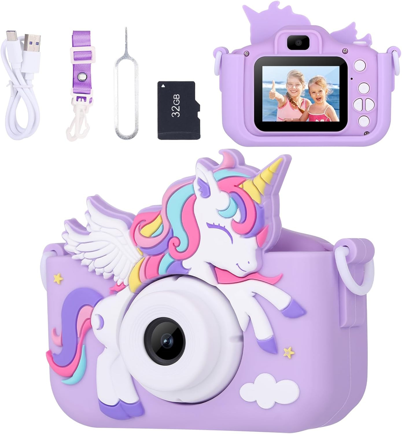 Unicorn Toys Camera for Kids Girls Age 3-8, Purple | Toddler Kids Digital Camera