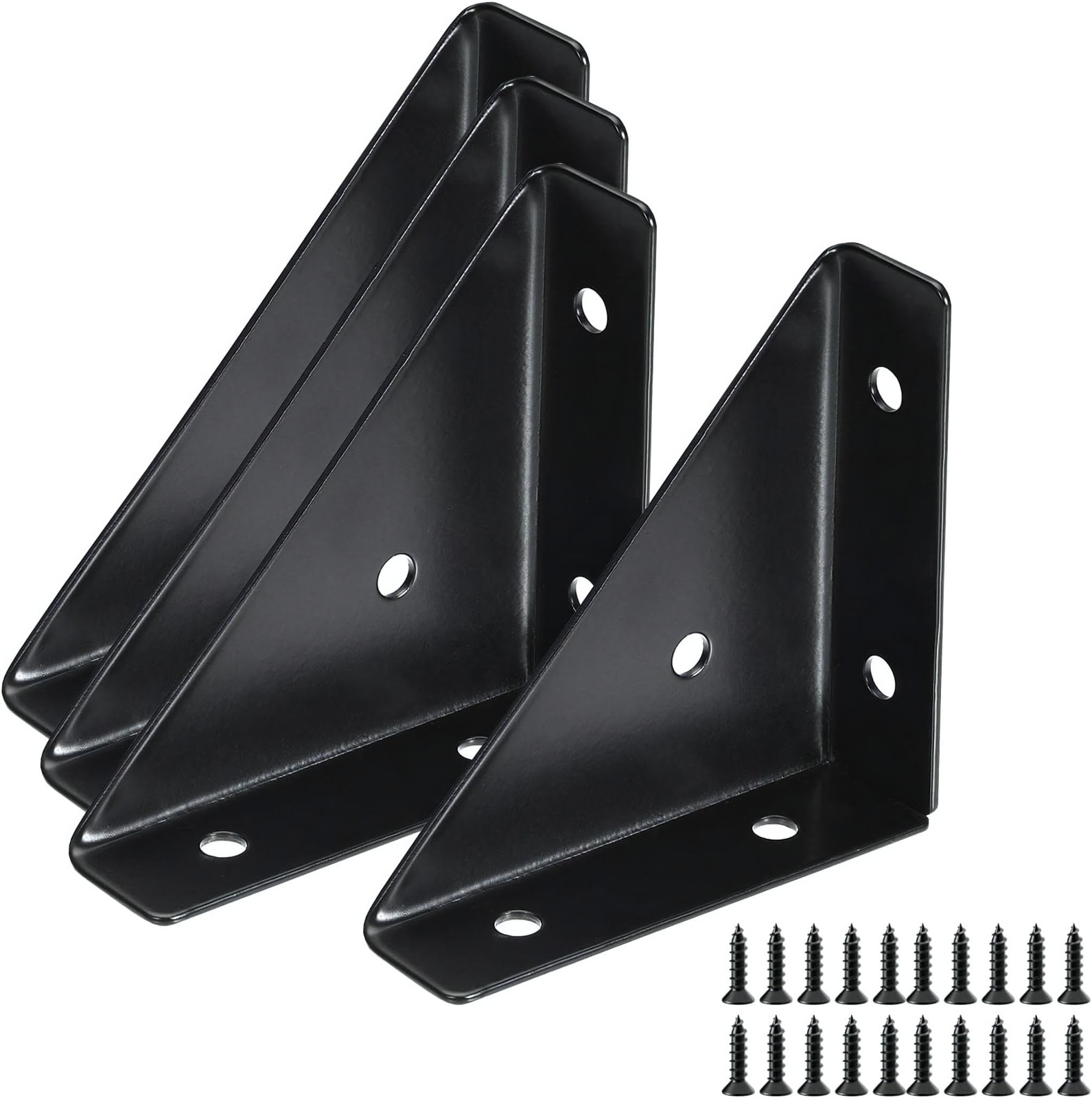 4 PCS Black Hidden Triangular Shelf Bracket Fastener Bed Corner Steel Brace