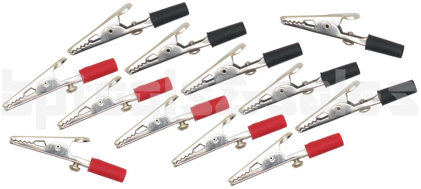 12pc 2" ALLIGATOR CLIP SET POSITIVE NEGATIVE INSULATED POST ELECTRICAL CLAMP HD