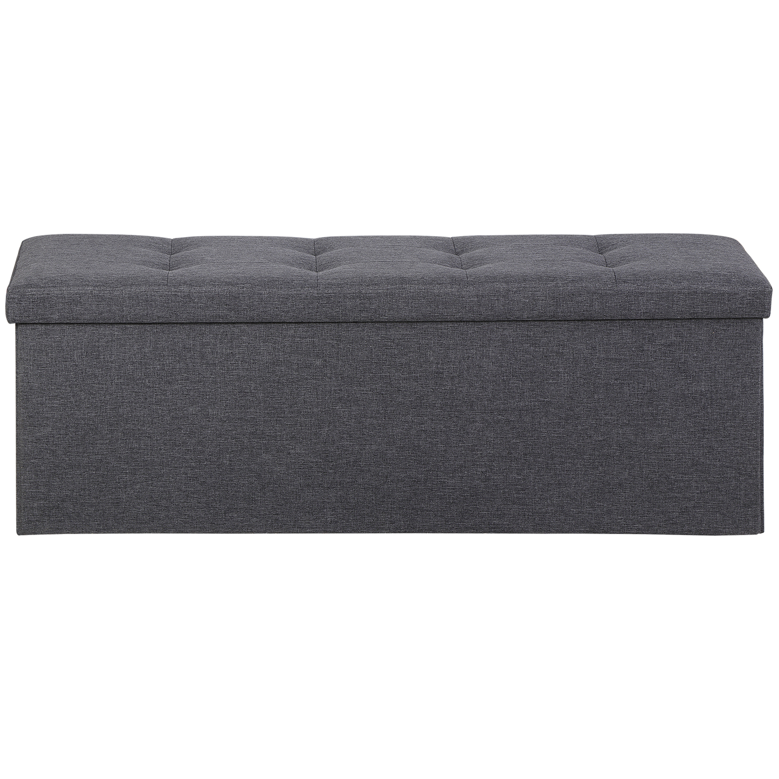 Folding Storage Ottoman Bench 43Inch Footrest Storage Chest w/Divider Dark Gray