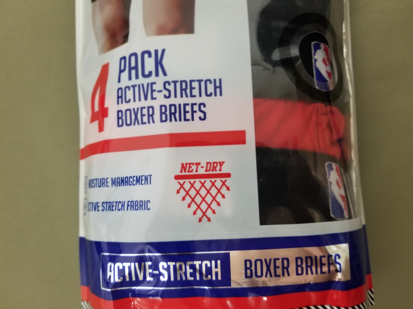 New Mens NBA 4 Pack Stretch Boxer Briefs.