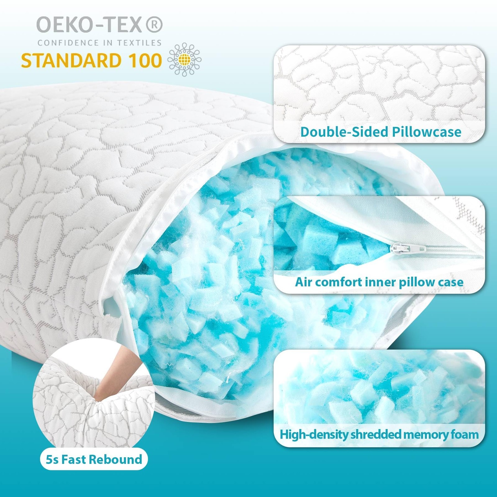 Cooling Pillows for Sleeping 2 Pack, Standard Size Adjustable Shredded Memory...