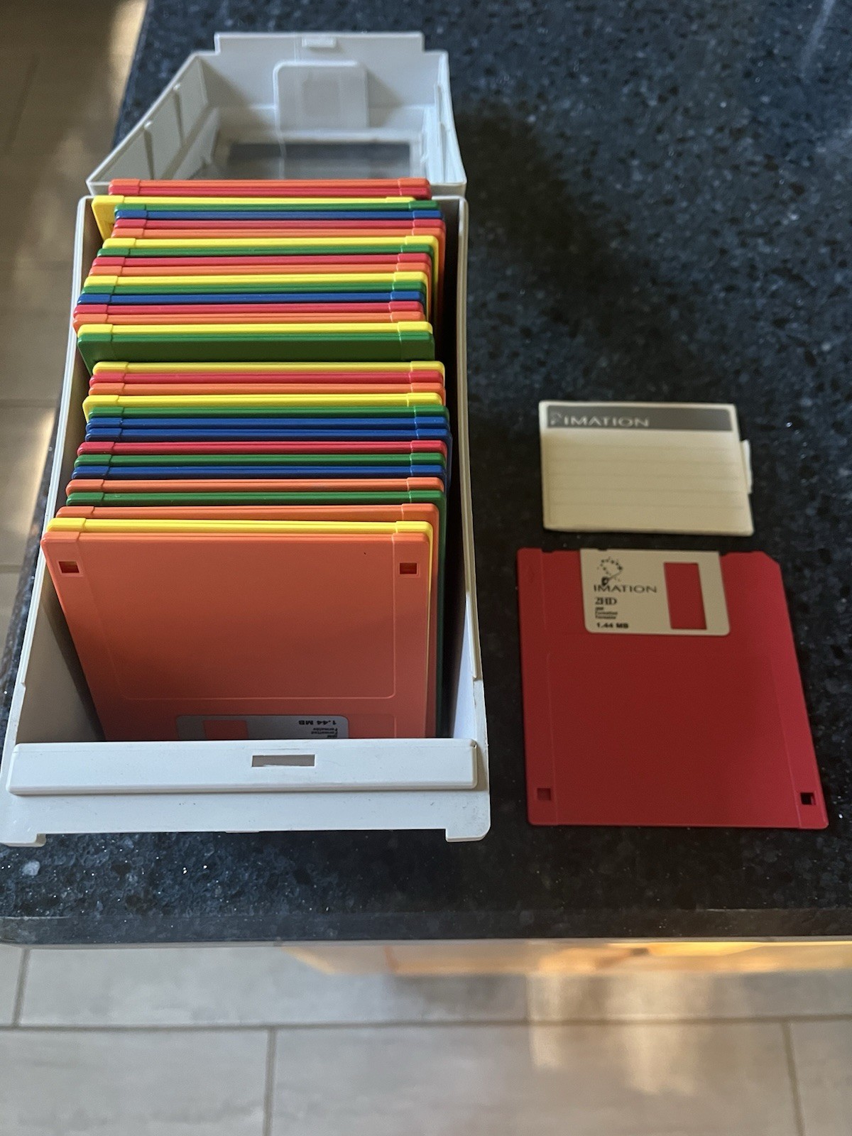 34 Imation Floppy Disks 1.44 Mb 3.5 Inch With Storage Box
